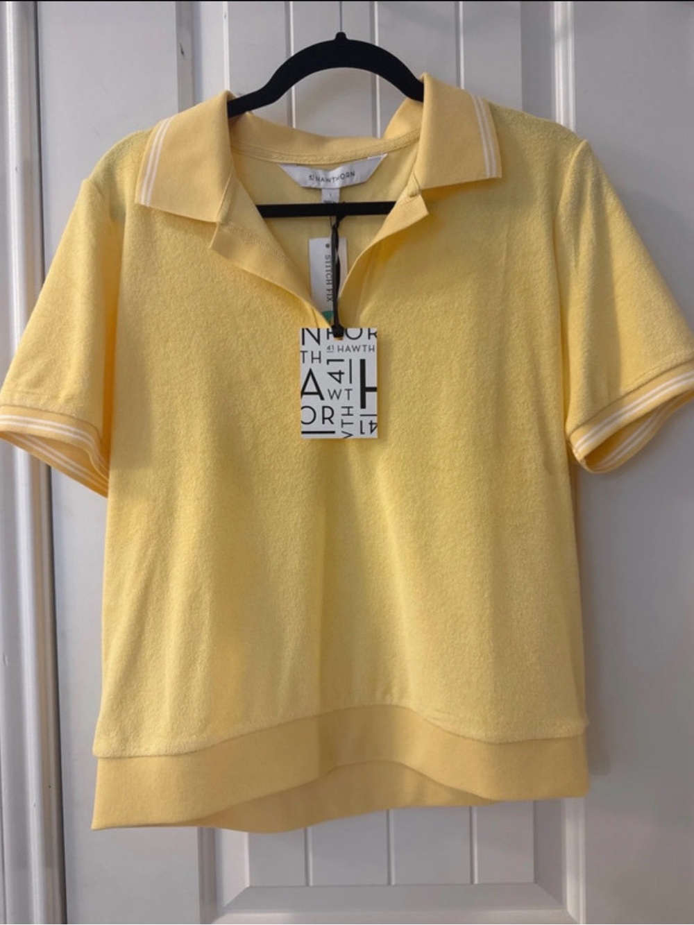 41 Hawthorn Yellow Terry Polo Top